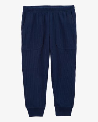 Product image 2 of Toddler Solid Loose Fit Waffle Knit 2-Piece Pajamas - Navy