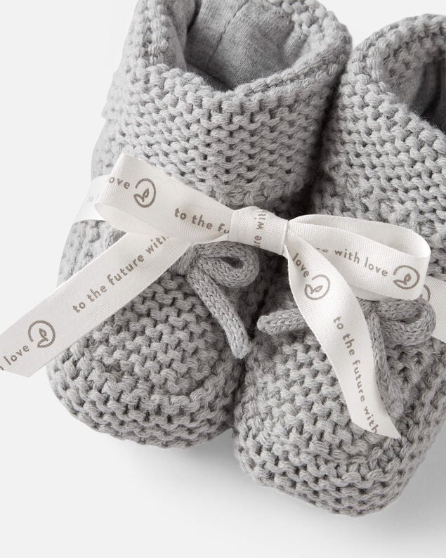 Product image 2 of Baby Organic Cotton Crochet Booties in Gray