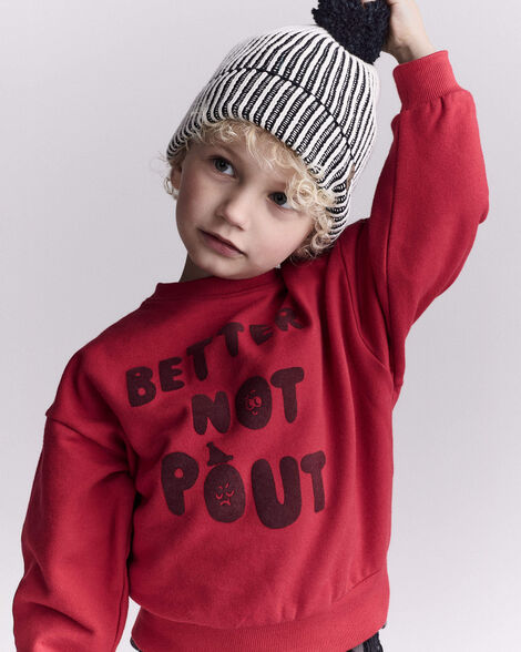 Toddler  'Better Not Pout'  Dolman-Sleeve Sweatshirt - Red