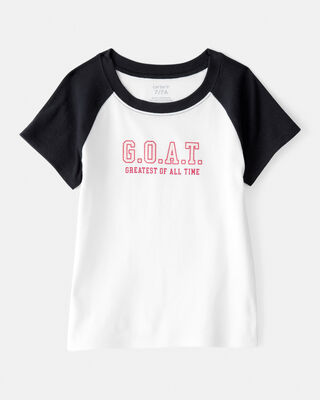 Product image 1 of Girls G.O.A.T Short-Sleeve Graphic Tee - Black/Ivory