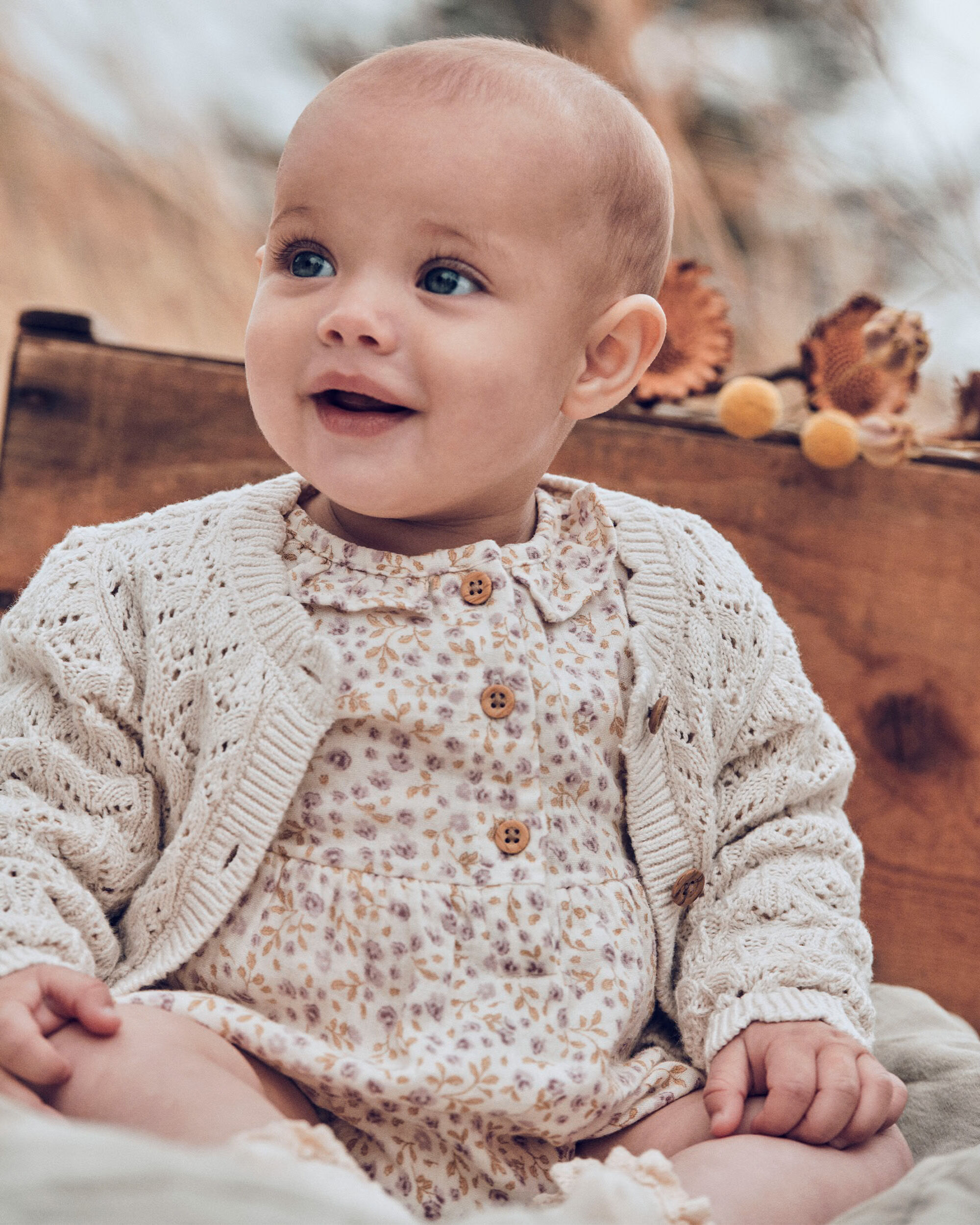 Baby Girl Organic Cotton Pointelle Sweater