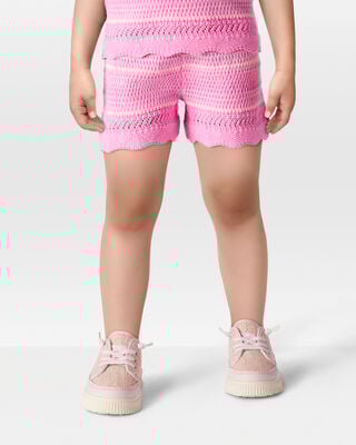 Product image 2 of Toddler Striped Crotchet Knit Shorts - Pink