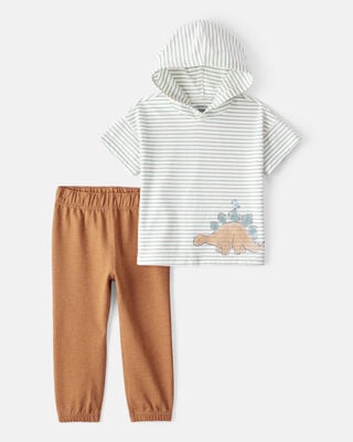 Product image 1 of Toddler 2-Piece Dinosaur Striped Hooded Tee & Jogger Set