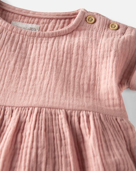  Product image 4 of Baby Organic Cotton Gauze Dress in Pink