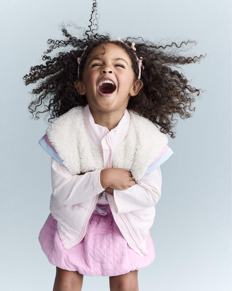 Toddler Girl Colorblock Zip-Up Jacket - Light Pink/Cream