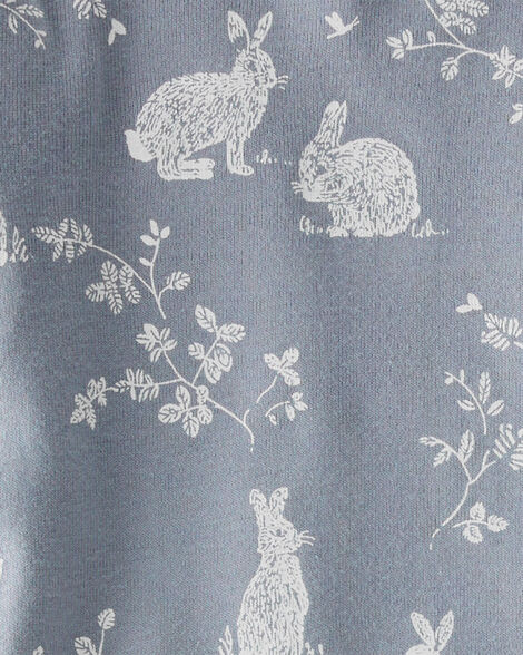 CREAM AND BLUE TWO-PIECES PAJAMA WITH BUNNIES AND CHICKENS PRINT, BABY CREAM AND BLUE TWO-PIECES PAJAMA WITH BUNNIES AND CHICKENS PRINT, BABY