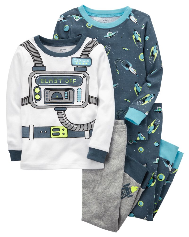 4 Piece Neon Astronaut Snug Fit Cotton Pjs Carters Com