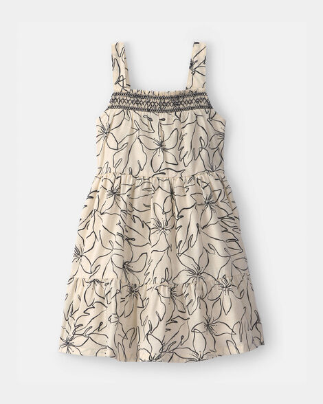 toddler girl floral sleeveless dress - black/ivory
