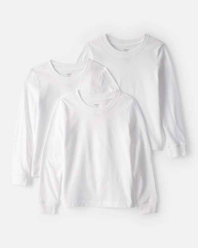 Product image 1 of Boys 3-Pack Long-Sleeve Undershirts - White