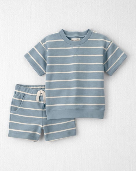 Toddler 2-Piece Organic Cotton Top & Short Set in Stripes