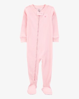 Product image 1 of Baby Heart Waffle Knit Footie 1-Piece Pajamas - Pink