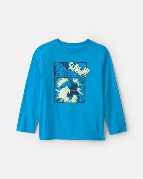 boys 'slam!' long-sleeve graphic tee - blue