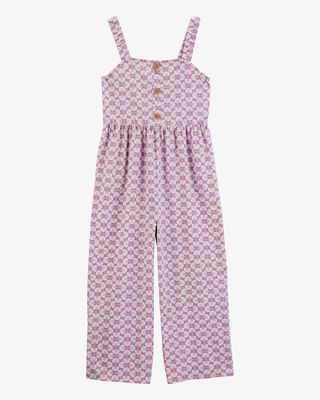 Product image 1 of Kid Tropical Print Knit Jumpsuit - Purple