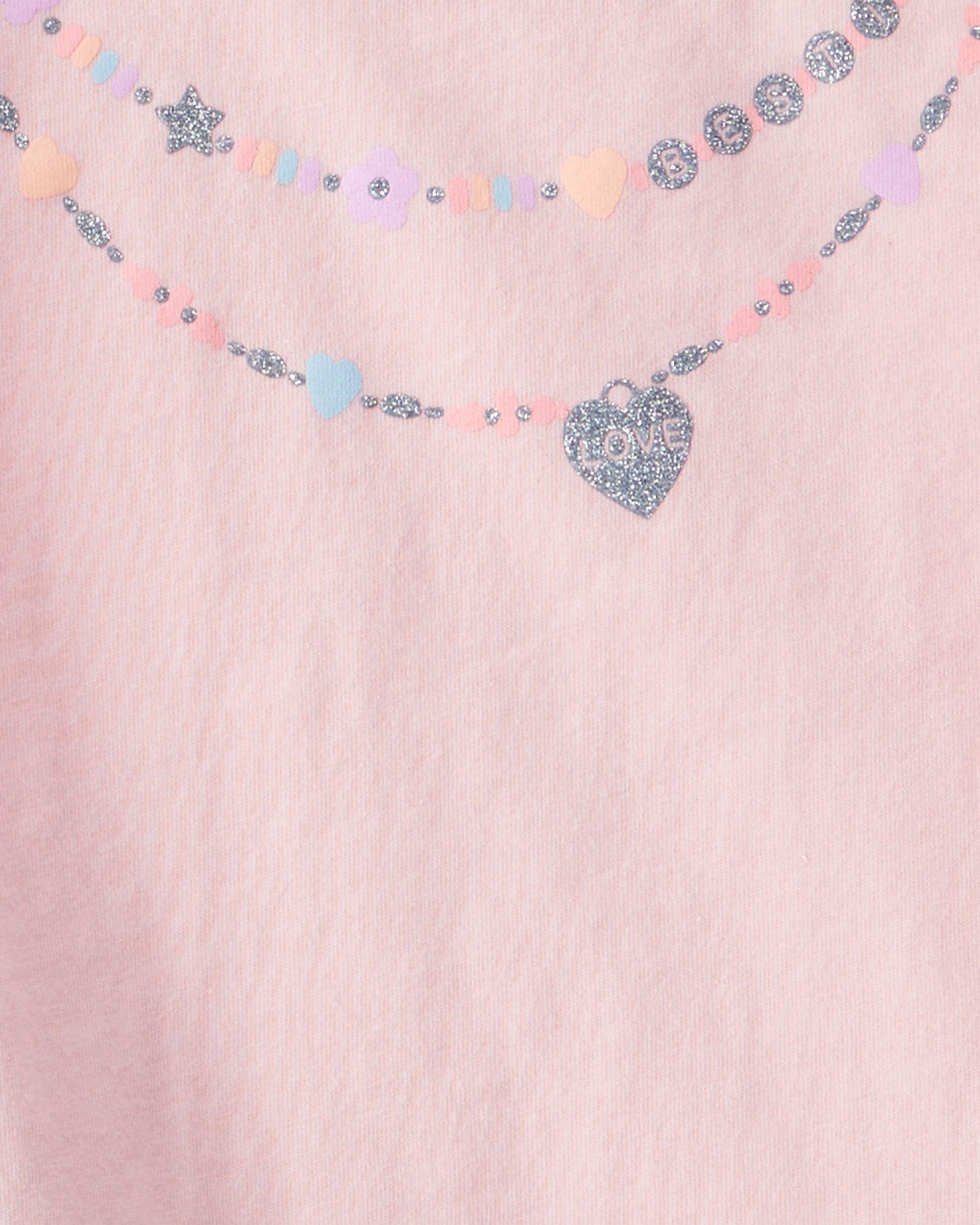 Toddler 2-Piece Necklace Printed Tee & Rainbow Skirt Set - Pink