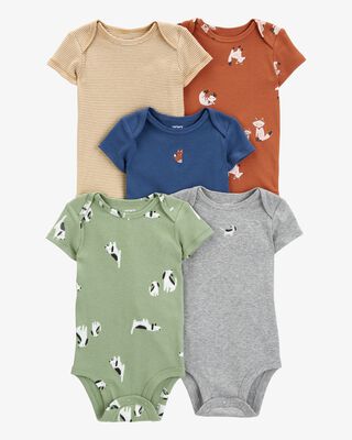 Product image 1 of Baby 5-Pack Animal Print Short Sleeve Bodysuits