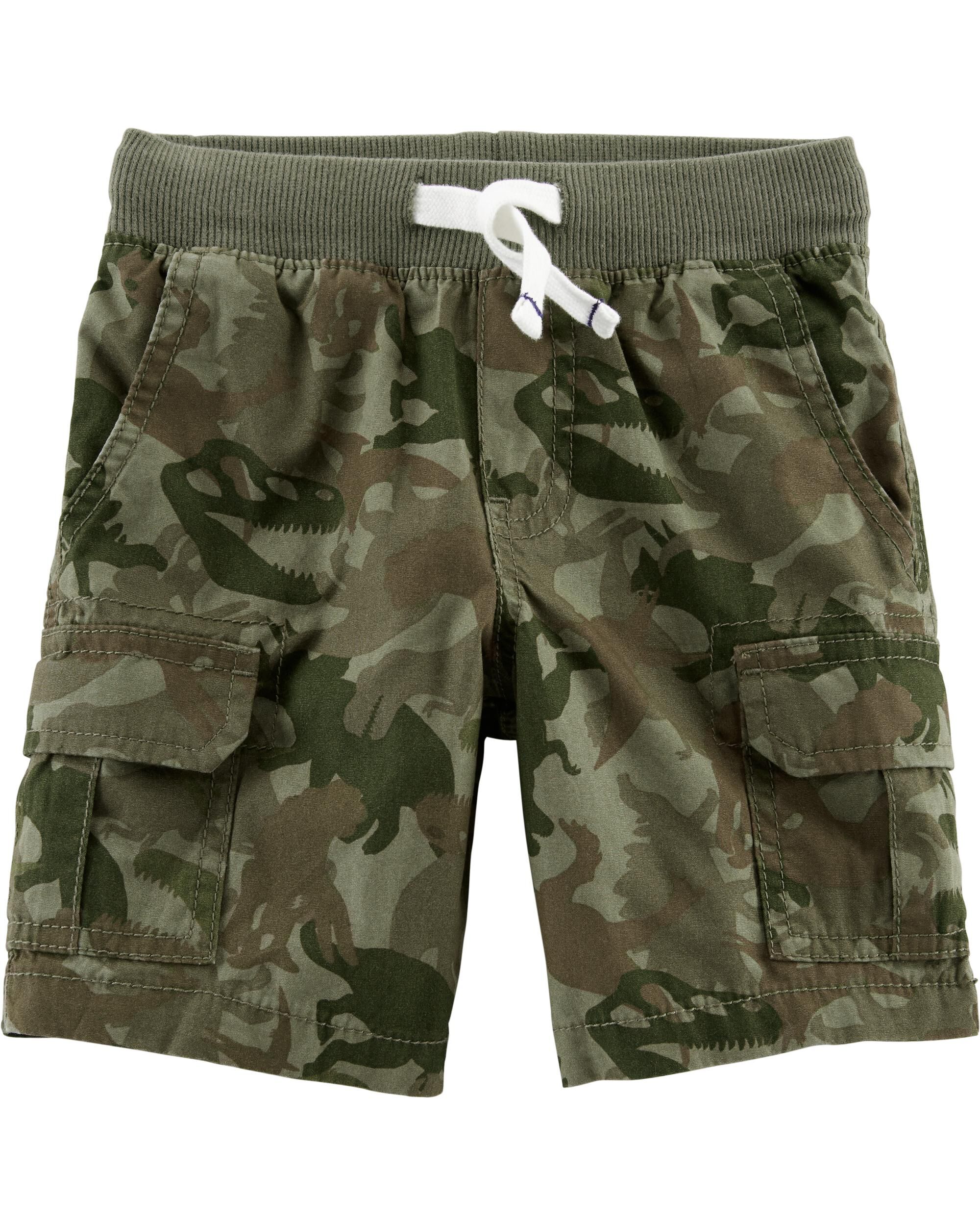 null Green Camo Pull-On Cargo Shorts 