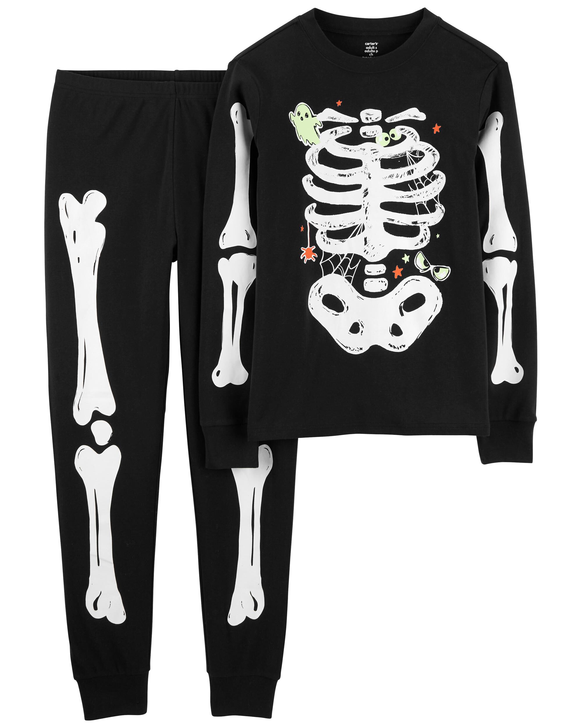 Adult 2 Piece Glow Halloween Skeleton 100 Cotton Pajamas Carter s Carter s
