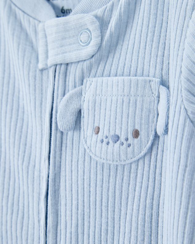 Product image 2 of Baby Dog Pocket 2-Way Zip Ribbed Sleep & Play Pajamas - Blue
