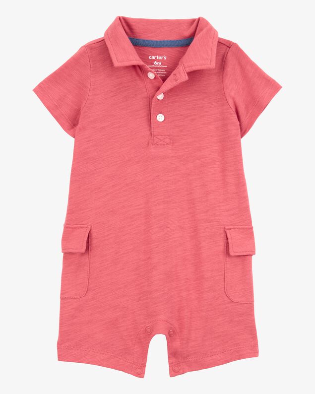 Product image 1 of Baby Polo Cotton Romper - Red