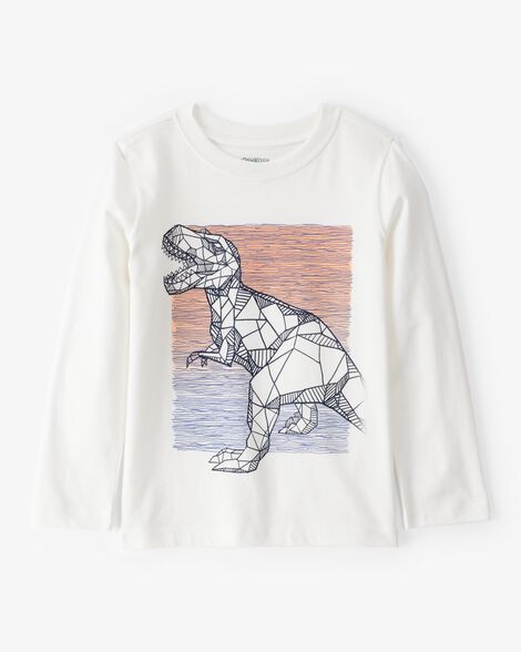 Product image 1 of Toddler Dinosaur Long-Sleeve Graphic Tee - White