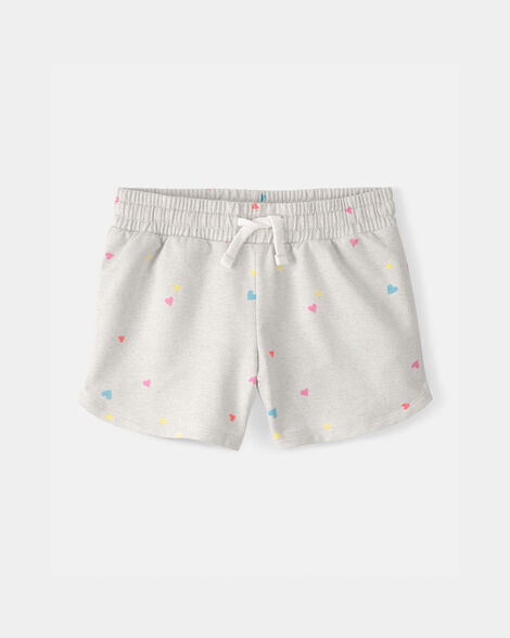 girls heart french terry shorts - grey