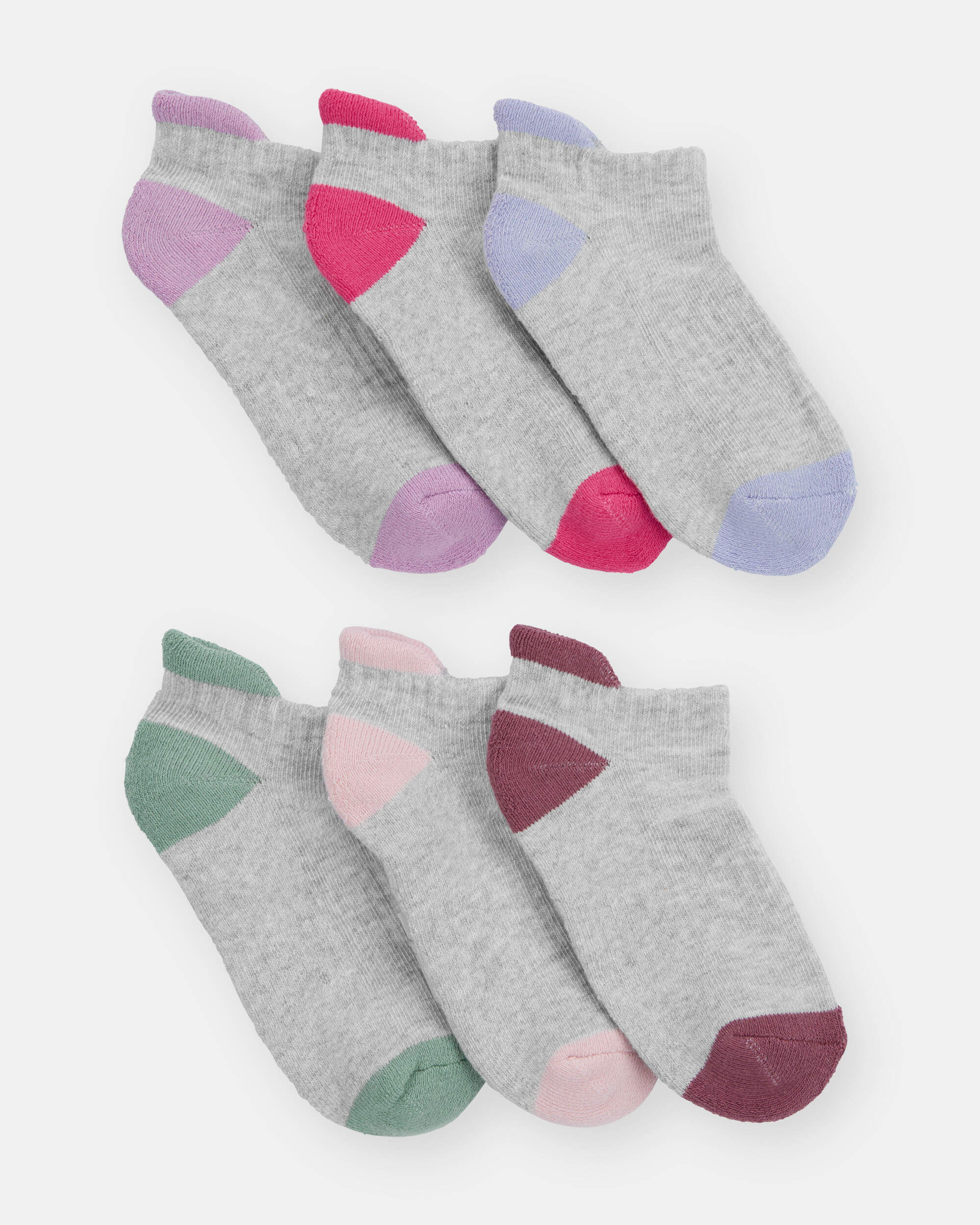 Girls 6-Pack No Show Socks - Grey
