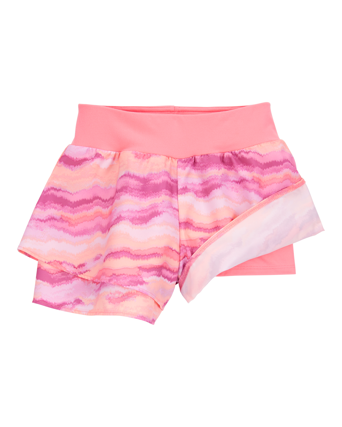 Kid Flowy Tie-Dye Layered Flip Short - Orange/Pink