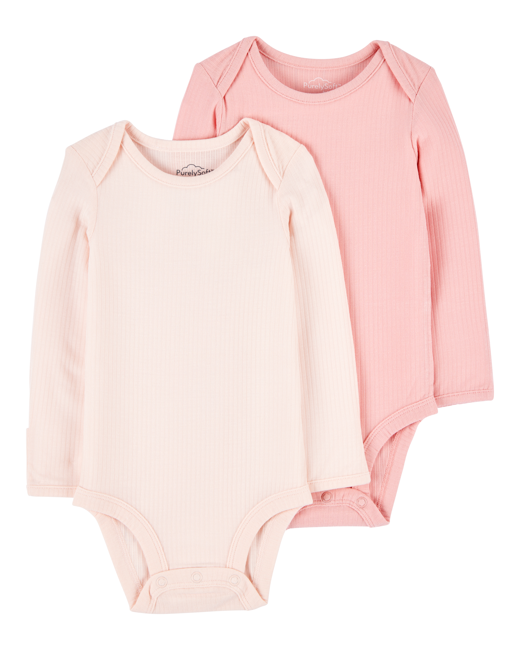 Baby Girl 2-Pack Long-Sleeve PurelySoft Bodysuits- Pink