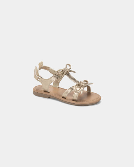 toddler girl metallic bow sandals - gold