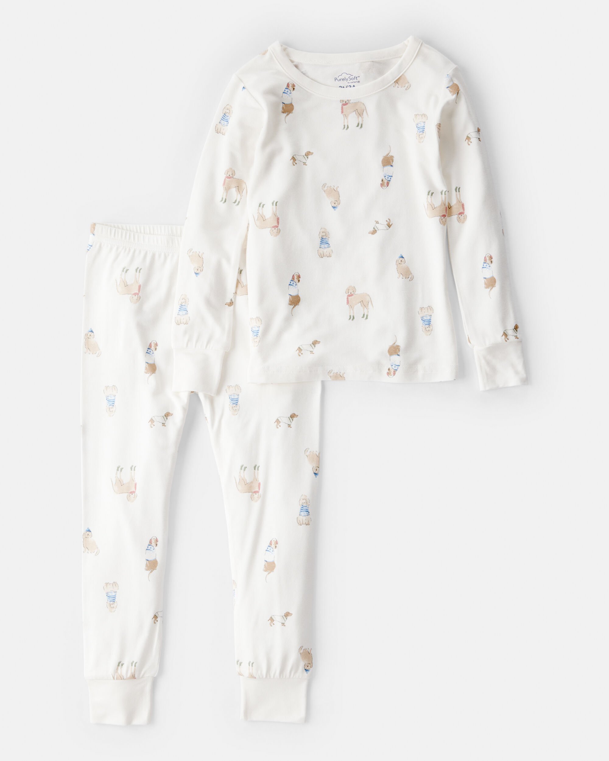 Toddler Dog Loose Fit 2-Piece Pajamas - White