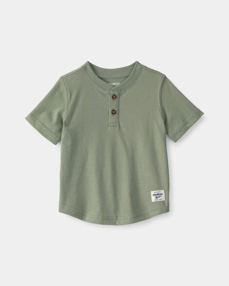 Baby Boy Short-Sleeve Henley T-Shirt - Olive