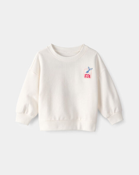 baby girl mermaid french terry pullover sweatshirt - ivory
