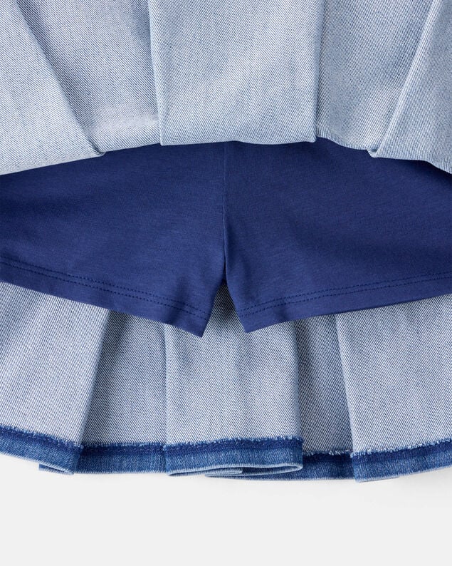 Product image 2 of Kid Pull-On Pleated Denim Skort - 70s Blue Wash