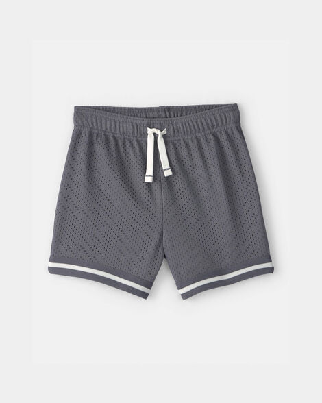 toddler boy stripe mesh active shorts - grey