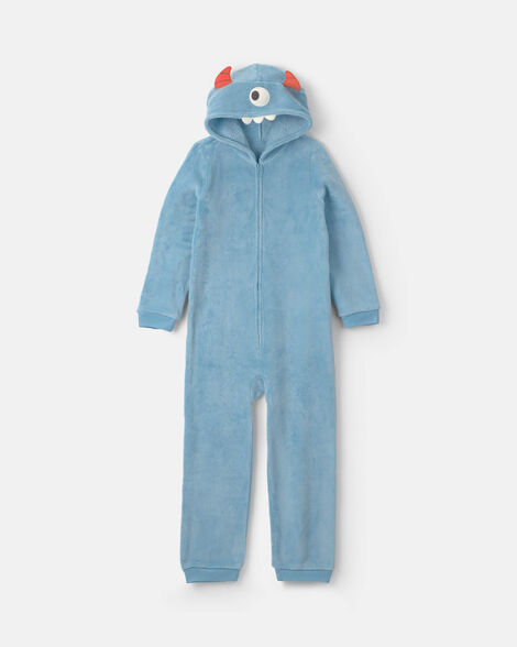 boys 1-piece monster halloween fleece pajama costume - blue