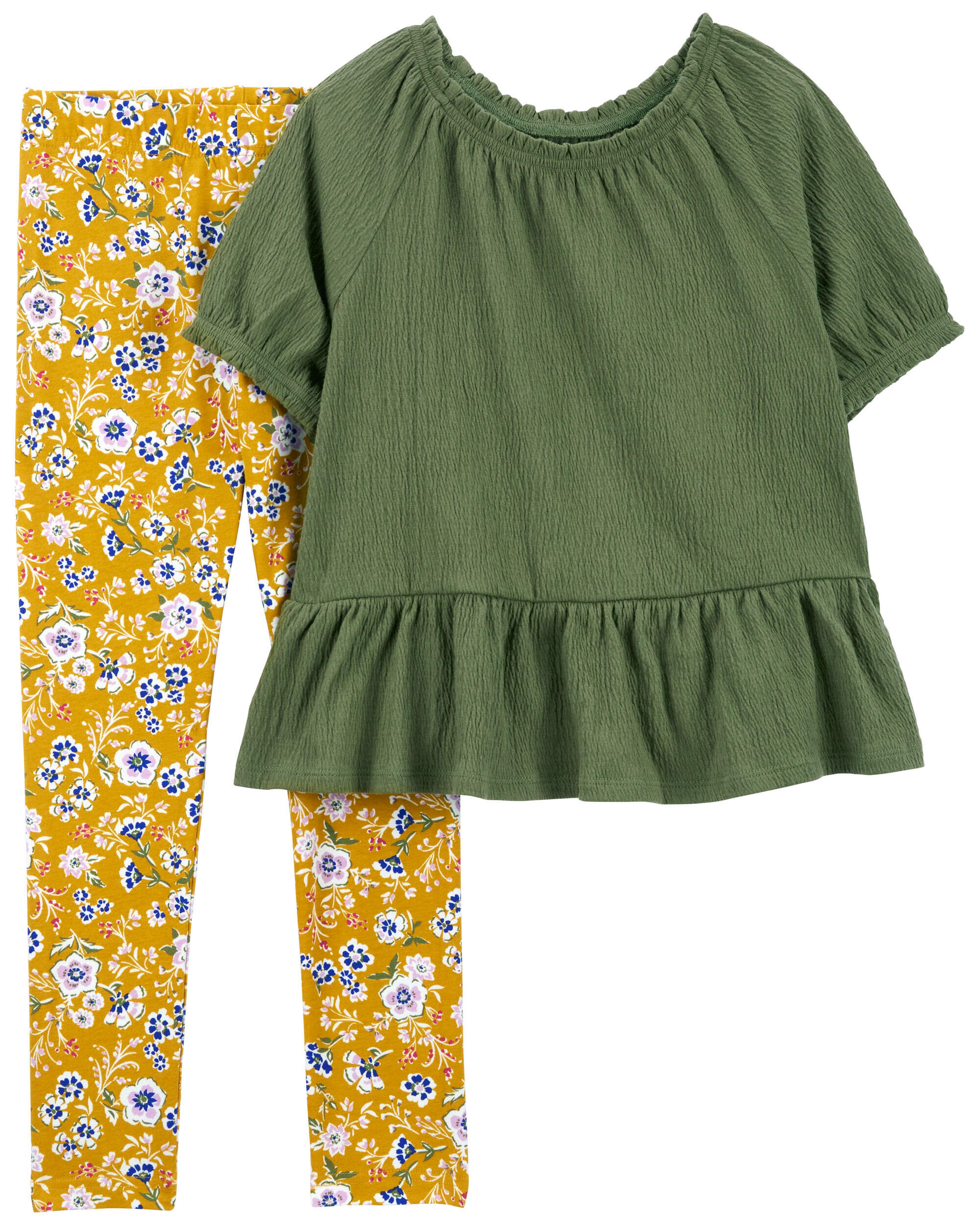 Kid 2-Piece Peplum Top & Floral Legging Set - Carter's | Carter's