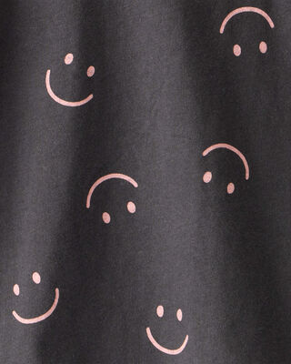 Product image 2 of Girls Smiley Face Print Long-Sleeve Top - Black