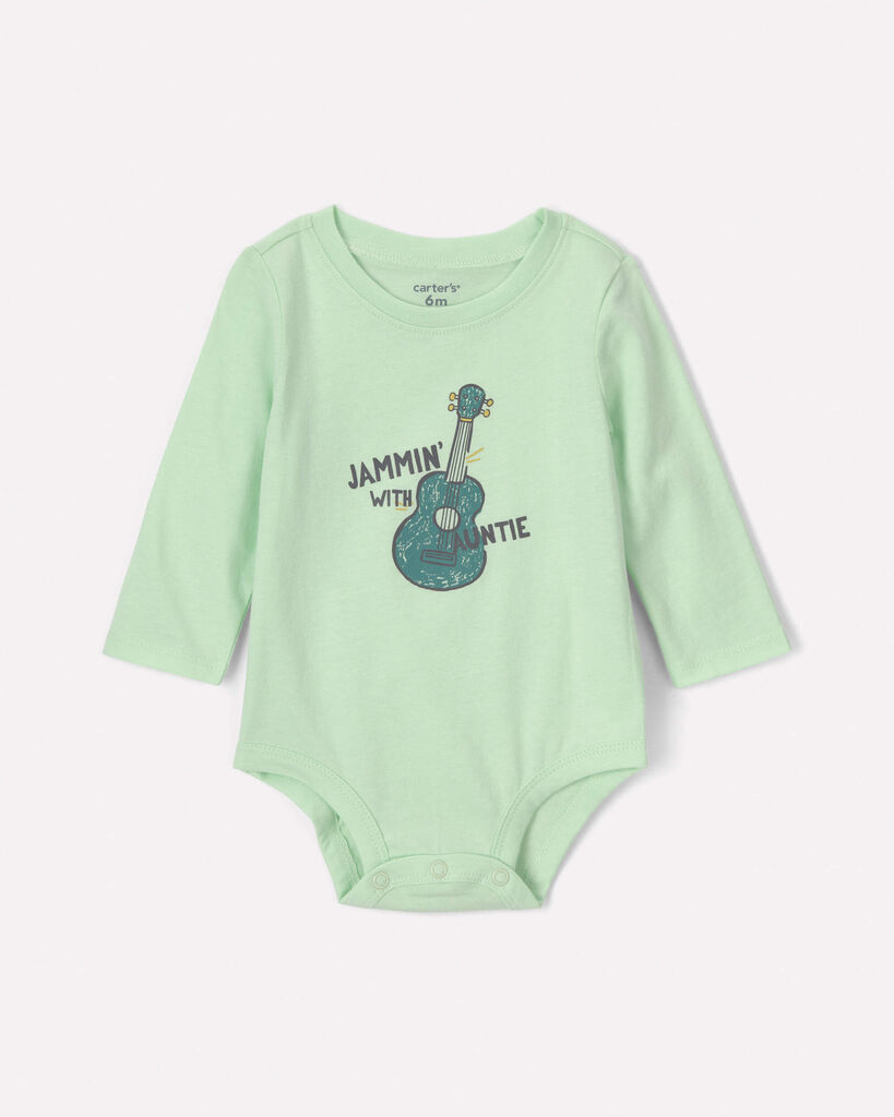 Carter's baby boy 'jammin' with auntie' long-sleeve graphic bodysuit 12M Green