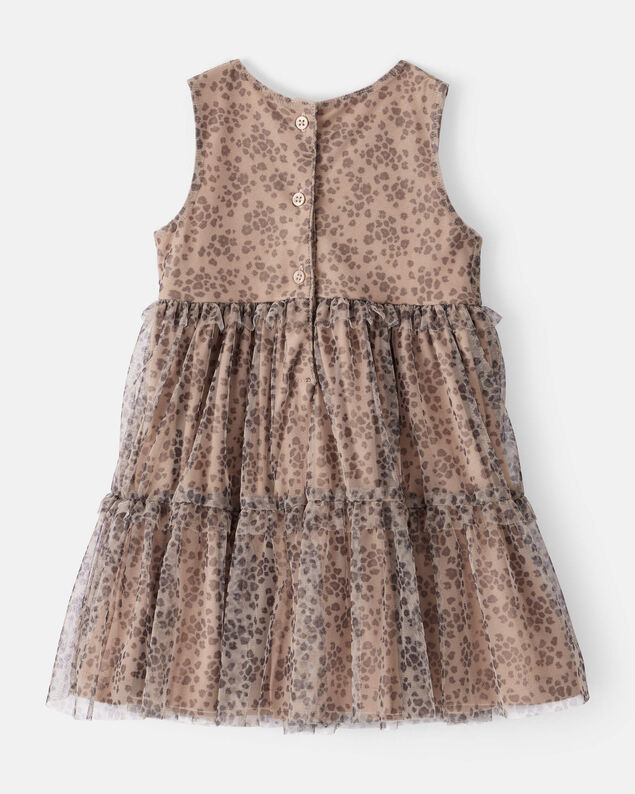 Product image 2 of Toddler Girl Leopard Print Sleeveless Tulle Occasion Dress - Brown
