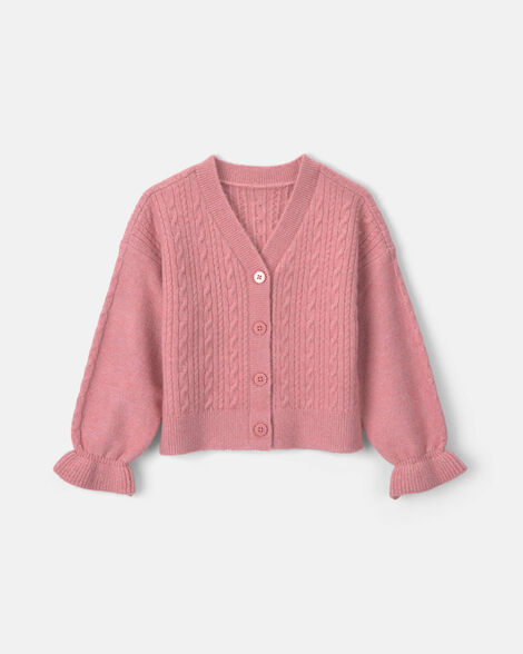 toddler girl long-sleeve cardigan sweater - pink