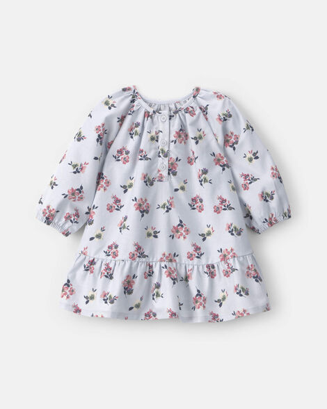 Baby Girl Floral Long-Sleeve Dress - Blue