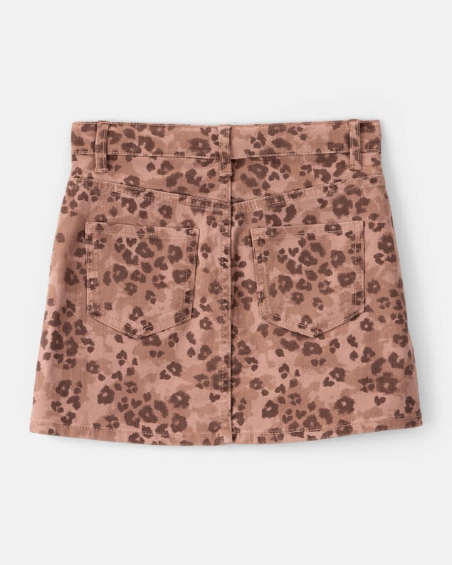 Product image 2 of Girls Leopard Print Denim Skirt - Brown