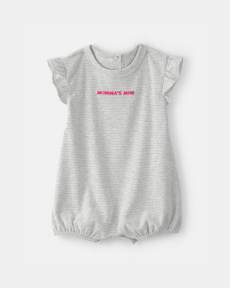 baby girl 'momma's mini' short-sleeve romper - grey