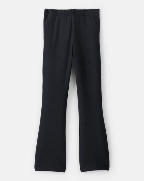 Kid Solid Cotton Flare Stretch Leggings - Black