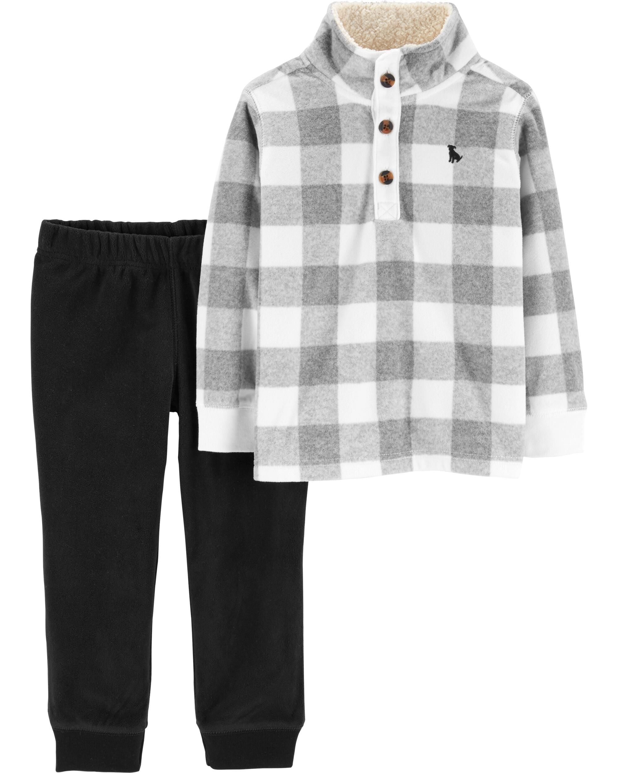 checkered fleece pullover