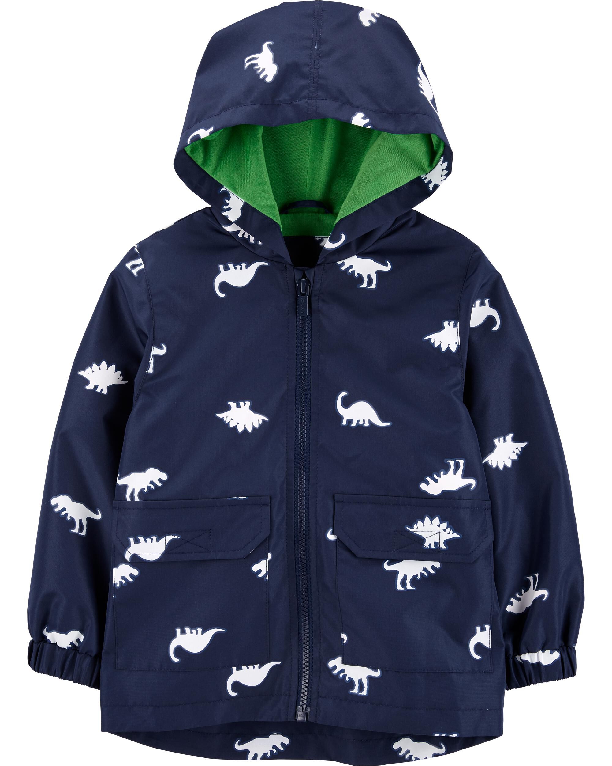 Navy Dinosaur Color-Changing Raincoat 