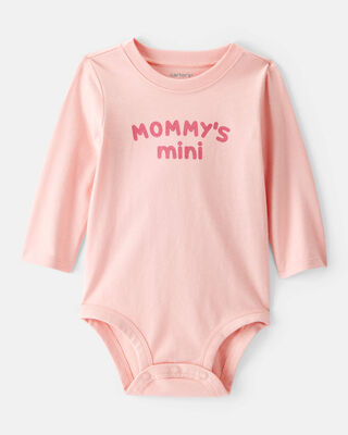 Baby Girl Shine Like Abuela Cotton Long-Sleeve Graphic Bodysuit - Pink