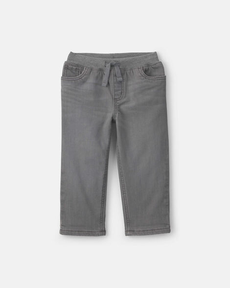 Toddler Boy Fleece-Lined Pull-On Denim Jeans - Light Wash
