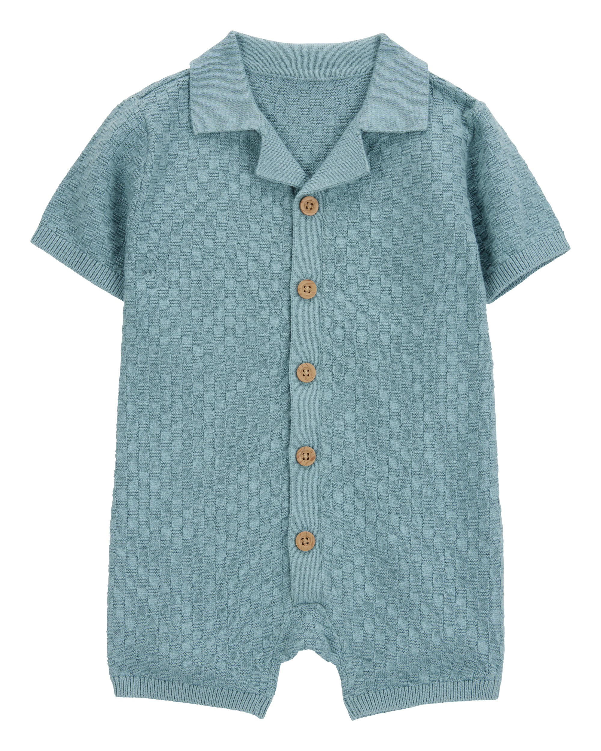 Baby Button-Front Sweater Romper - Blue