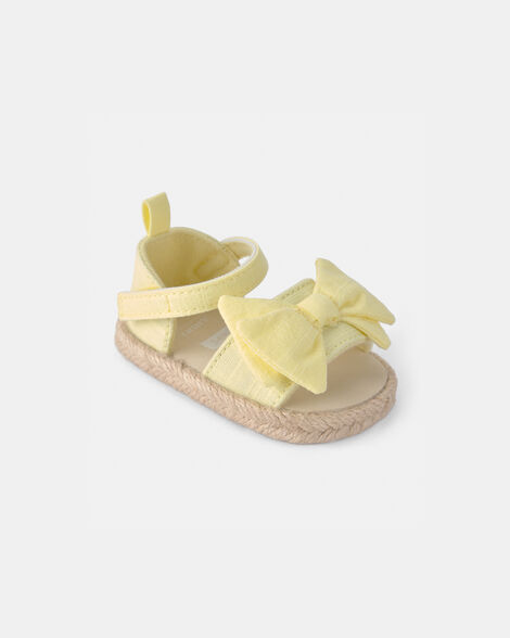 baby girl bow sandals - yellow